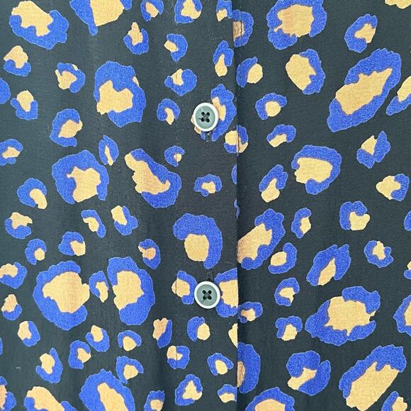 Anthropologie Women's Wide Leg Jumpsuit Size 12 Loveland Sapphire Button Front - Picture 9 of 14